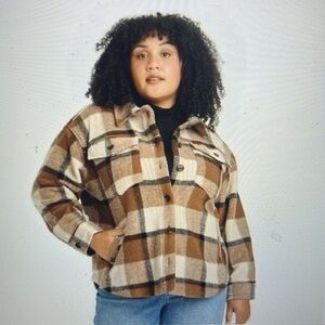 Ava &‎ Viv Plaid Flannel Fleece Shacket Size 3X NWOT